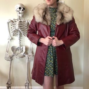 1970’s Wilson vintage leather coat w/fur collar